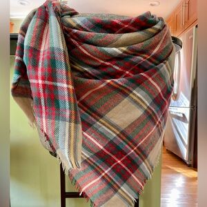 Oversized plaid blanket scarf , OS
